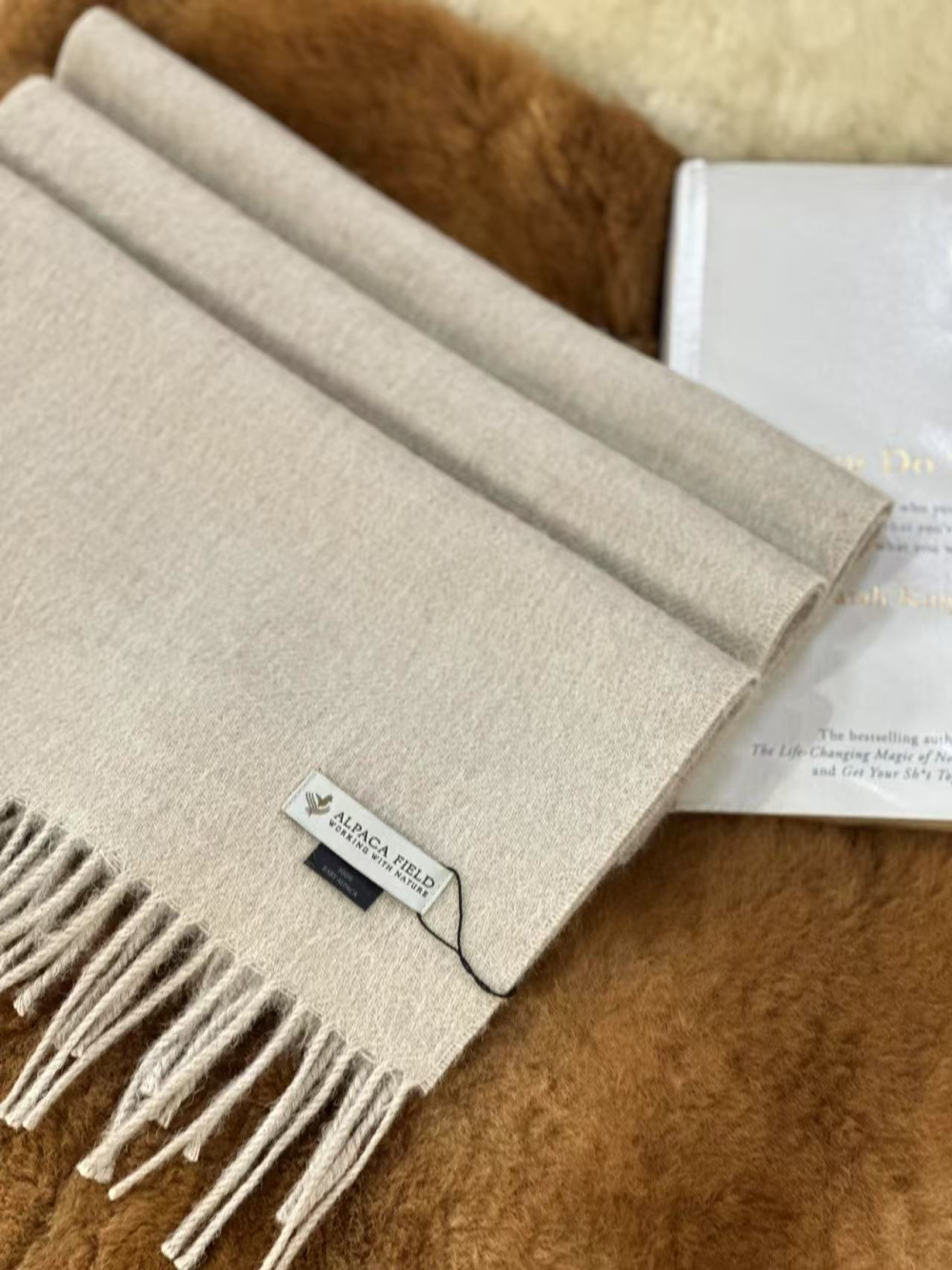 Alpaca Field Classic Plaid Scarf Oatmeal