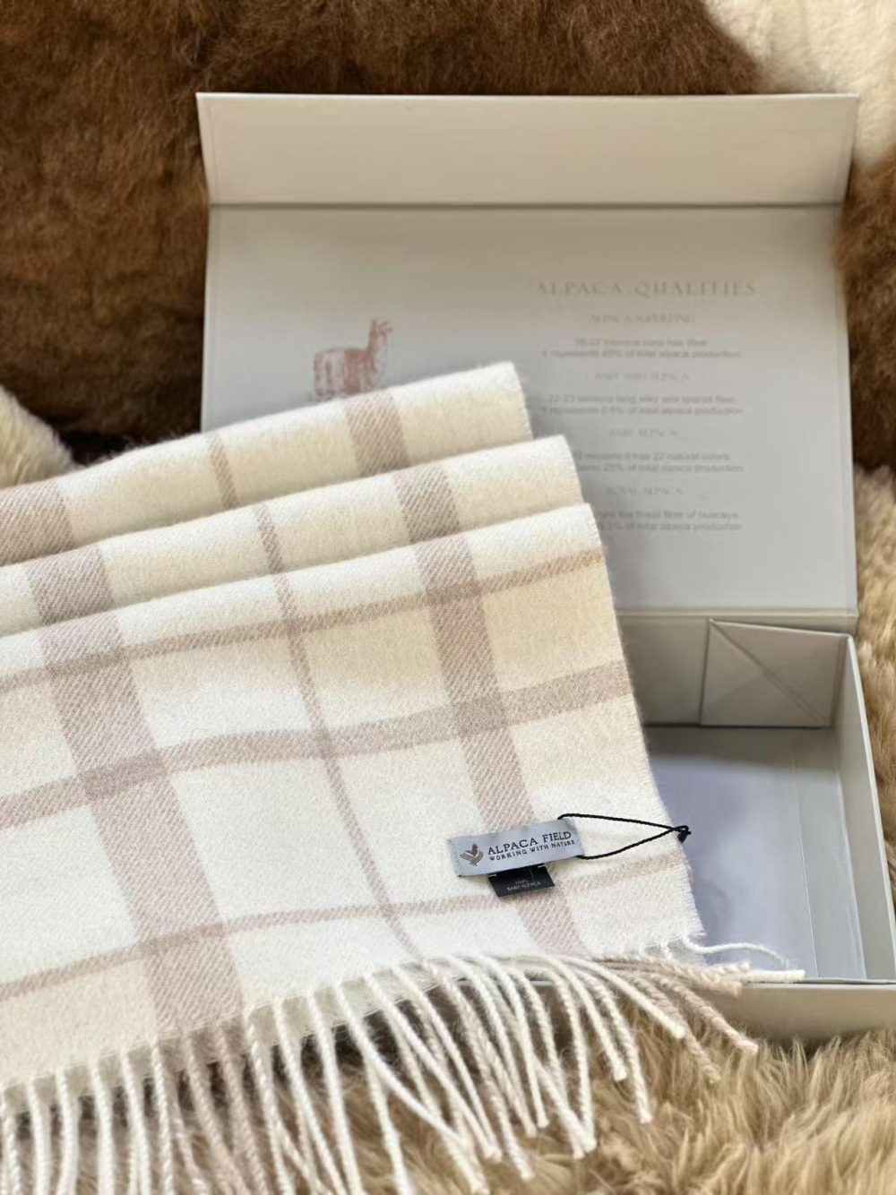 Alpaca Field Eco Plaid Scarf 2