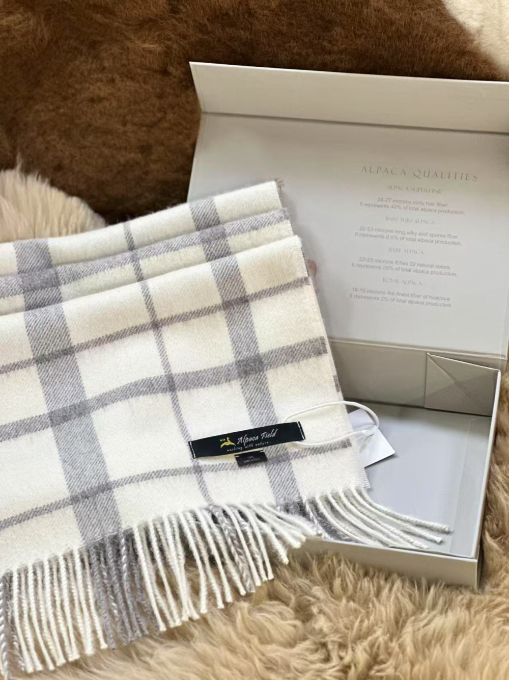 Alpaca Field Eco Plaid Scarf 1